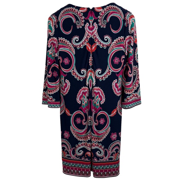 Laundry by Shelli Segal Dress Paisley Print 3/4 Sleeve Square Neck Womens - Picture 8 of 12
